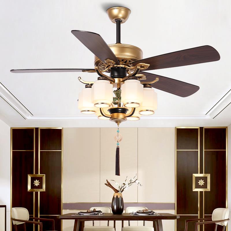 高端新中式灯吊扇灯新款吊灯2024中国风复古客厅卧室中餐厅风扇灯