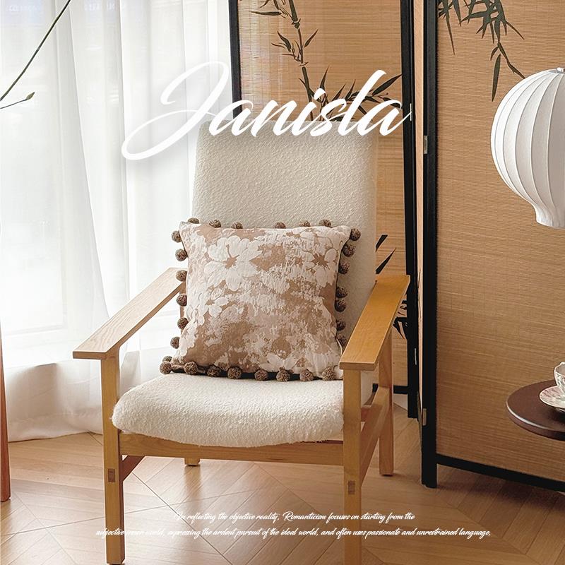 法式中古棕色系抱枕氛围感沙发客厅卧室羽丝绒枕芯靠枕