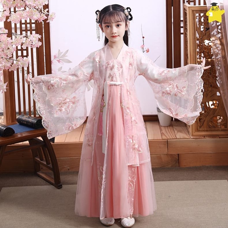 妆月装三歇有位姑娘舞蹈服笑桃花儿童演出服无表演服春汉服胭脂燕