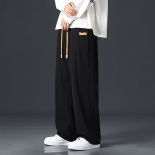 休闲裤 子男ins垂坠感阔腿宽松运动港风直筒西裤 潮流百搭 裤 春秋季
