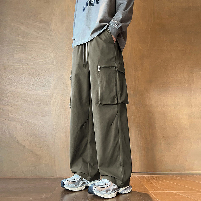 日系直筒工装裤男款春秋季美式潮牌宽松垂感显瘦拖地裤子男