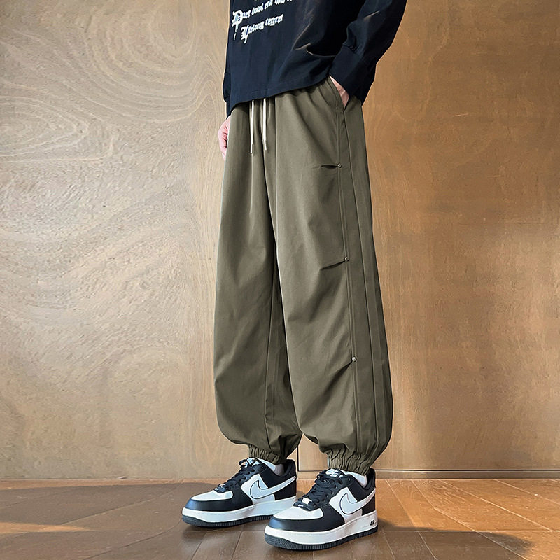 美式工装裤子男款春夏季机能褶皱设计感降落伞兵冲锋阔腿休闲长裤