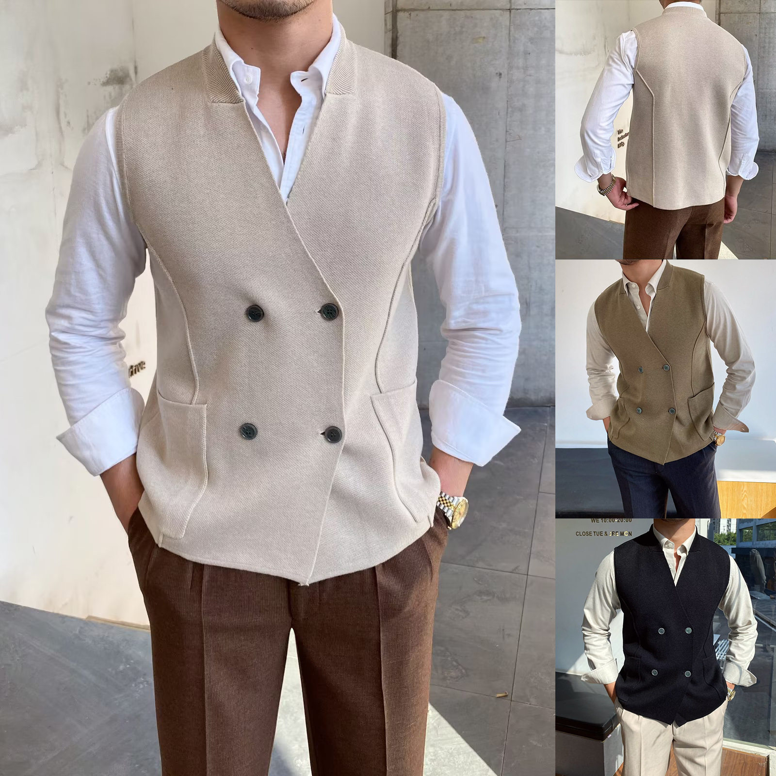 马甲背心针织衫毛衣男开衫外穿老钱风商务高级感秋冬跨境工厂批发