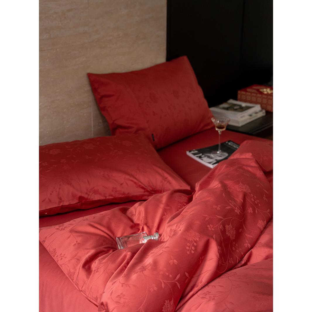 婚庆款100支长绒棉贡缎缇花四件组1.5m1.8米床单被套丝滑舒适裸睡