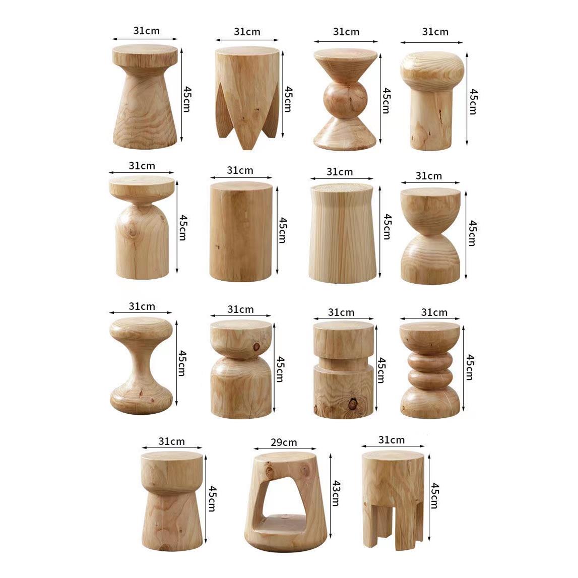 现代家用简约实木墩子摆件茶几北欧原木凳子创意树桩客厅圆凳坐凳