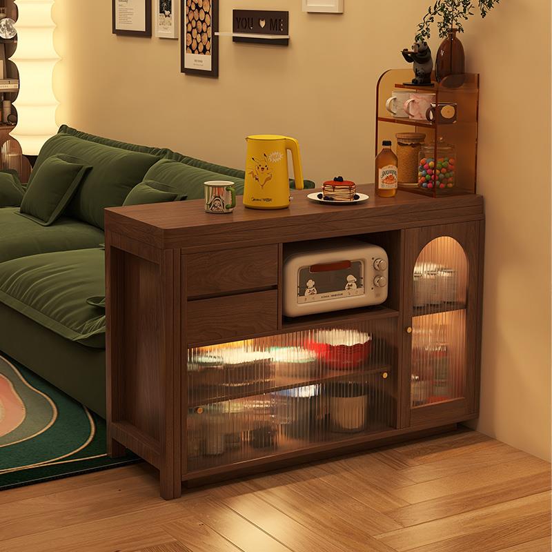 奢屋家俱 全实木岛台餐桌一体可伸缩吧台桌折叠餐桌餐柜多功能