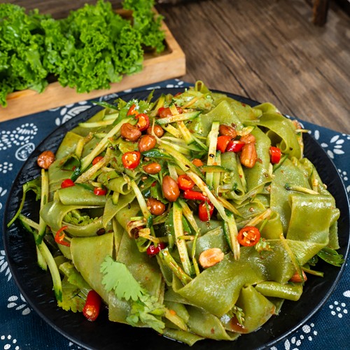 羽衣甘蓝面皮河南特产悦悦妈干面皮免煮速食果蔬面皮非油炸