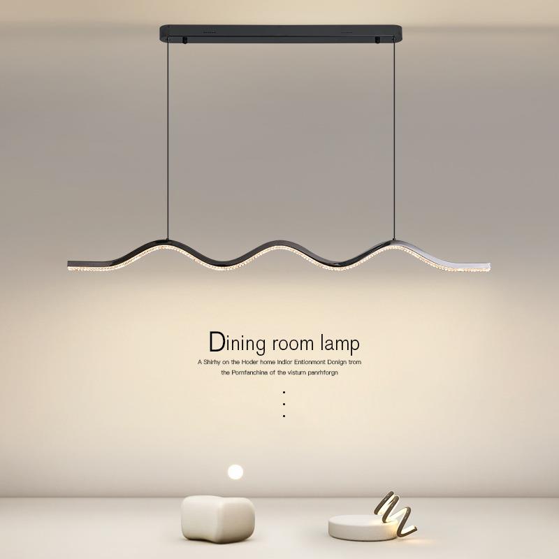 极简餐厅吊灯现代简约护眼餐桌灯轻奢奶油风设计感波浪造型吧台灯