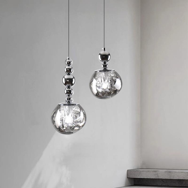 单头复古轻奢小吊灯北欧吧台三头餐厅吊灯后现代卧室床头熔岩灯具