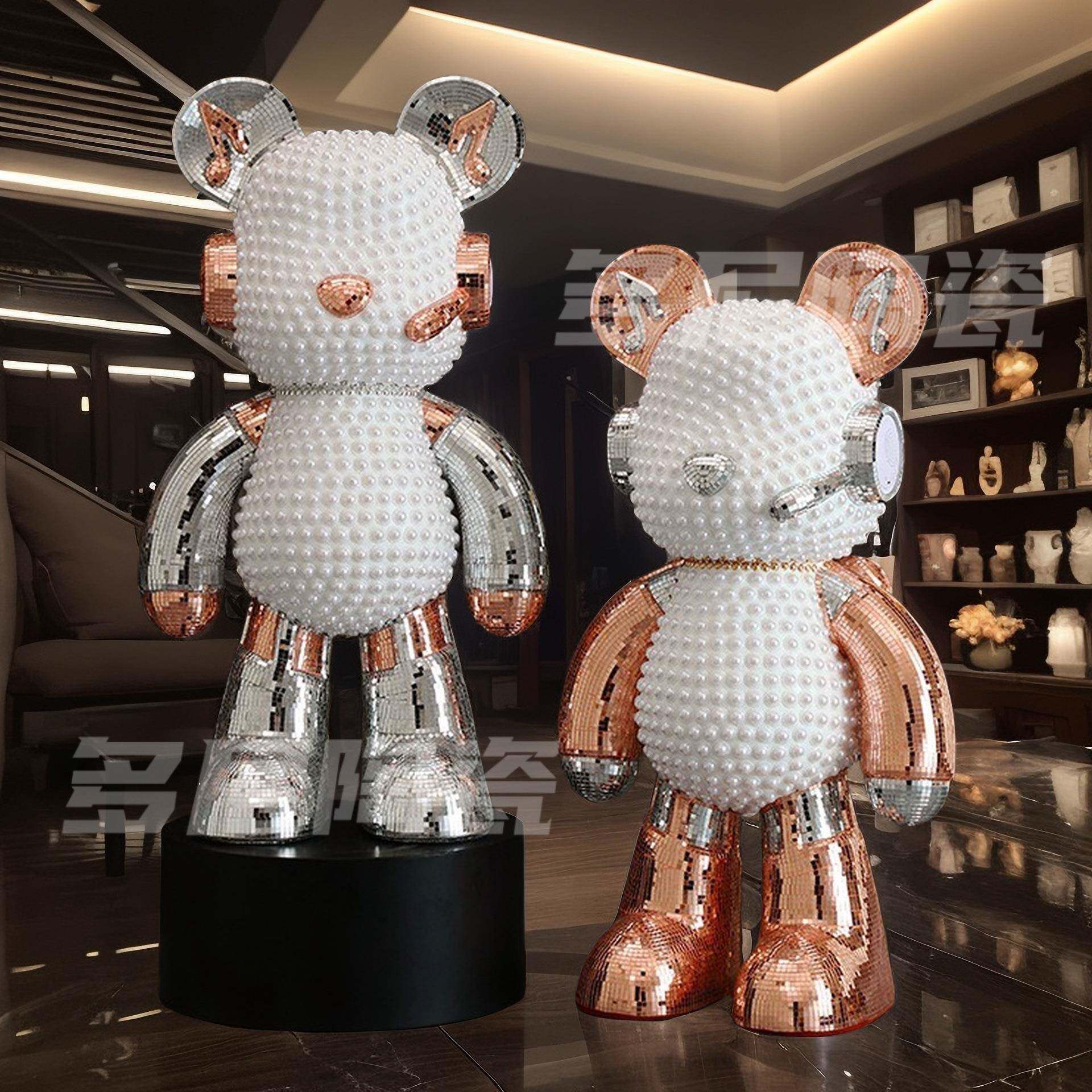 耳机熊带音响存钱罐大型落地客厅摆件电视柜酒店大堂别墅家居装饰