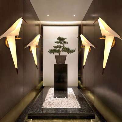 现代简约千纸鹤壁灯创意个性设计折纸小鸟壁灯床头餐厅客厅墙灯具