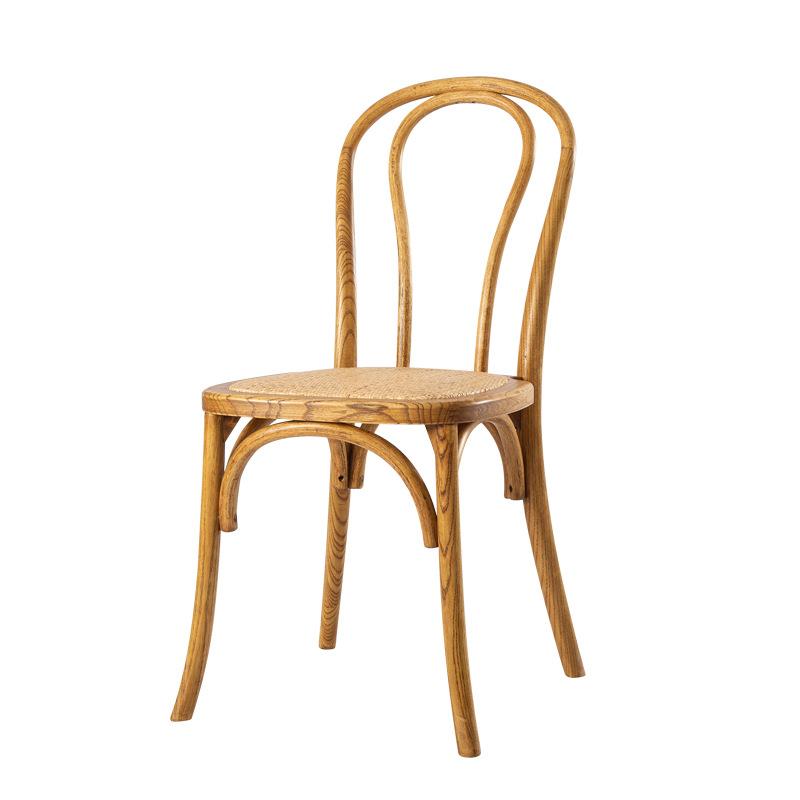 简约阳台休闲藤椅板凳子折叠放曲木椅靠背化妆椅实木椅子家用餐椅