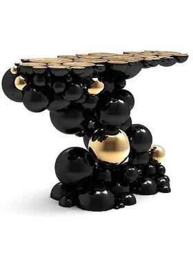 黑色金属玄关台现代轻奢艺术感设计师条案极简入户不锈钢玄关桌