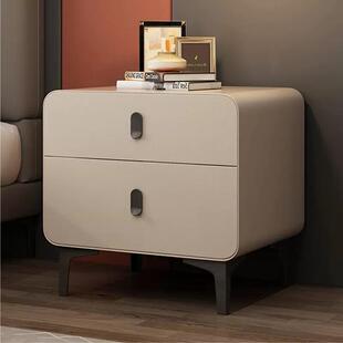 床头柜简约现代皮艺实木窄边收纳柜卧室轻奢免安装床边小柜