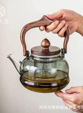新款耐高温玻璃提梁壶泡茶壶明火加热电陶炉烧水壶耐热玻璃蒸煮壶