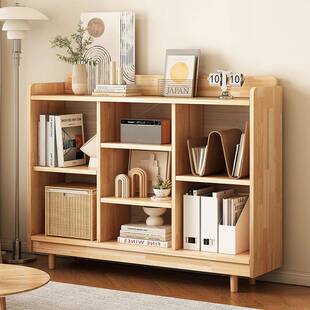 实木书柜落地收纳柜幼儿园格子柜办公室储物书架分层书环保收纳