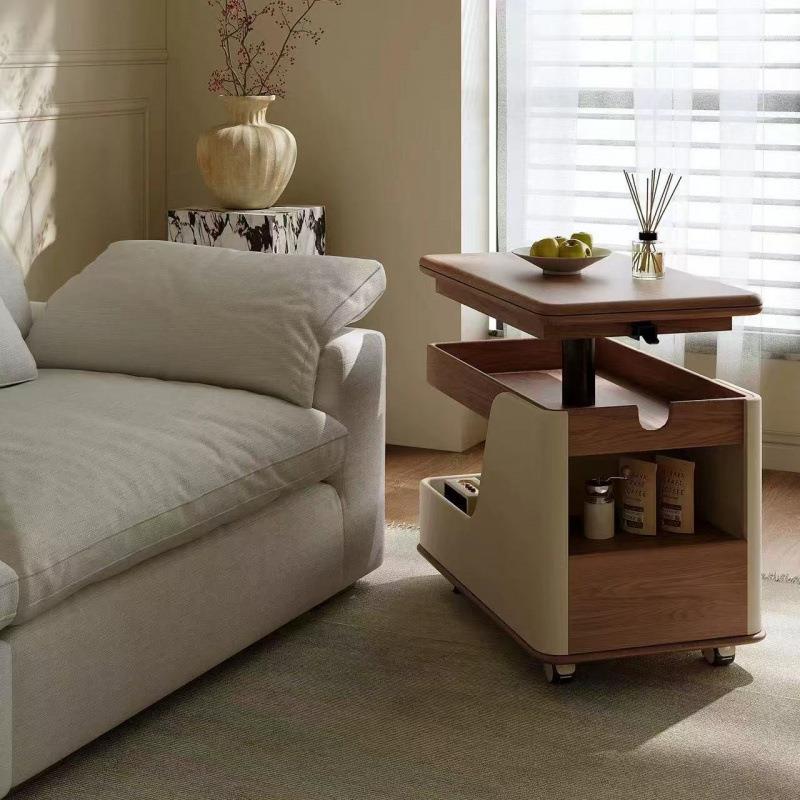 移动茶几简约小户型现代家用多功能升降沙发实木客厅家用推车茶桌