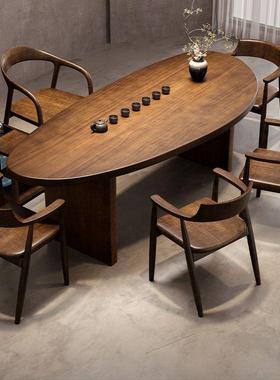 家用现代简约中式客厅异形实木茶桌不规则阳台泡茶桌椅茶几组合