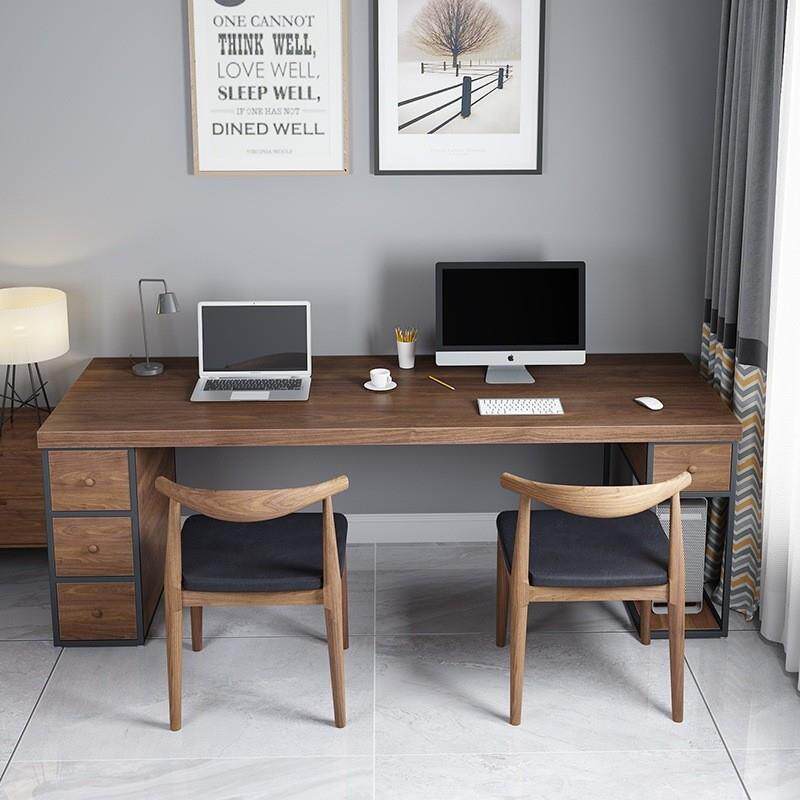 简约现代实木电脑桌家用书房卧室书桌工作台实木创意带抽屉办公桌