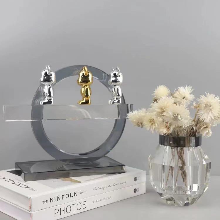 现代欧式几何水晶摆件样板房间售楼处办公室卧室桌面装饰品