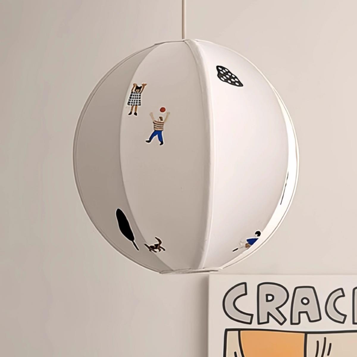 卡通布艺吊灯创意复古餐厅书房卧室灯北欧丹麦儿童公园刺绣吊灯具