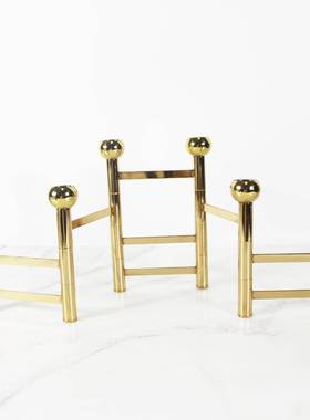 创意金银色折叠金属多头蜡烛台北欧现代摆件样板间软装饰品