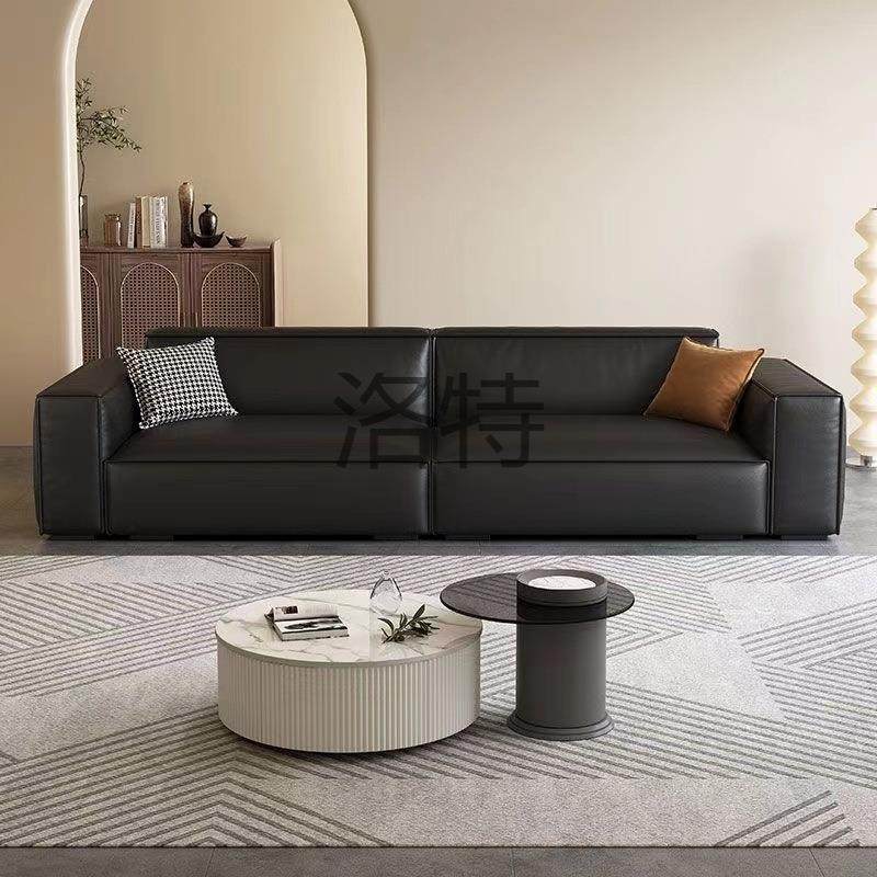 罗忒纳帕皮沙发客厅简约小户型意式现代轻奢直排豆腐块奶油风2024