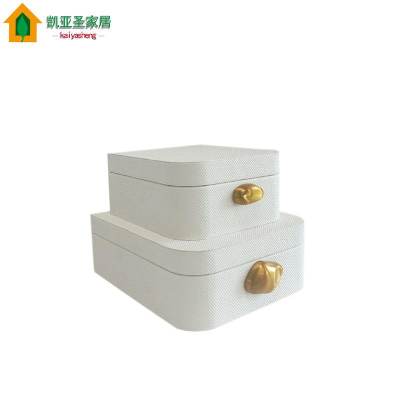 新品简约家居创意木质皮革软装首饰盒样板间衣帽间装饰品储物盒