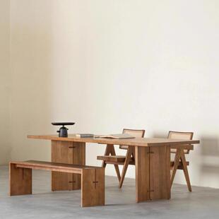 创意北欧实木餐桌工作台民宿实木客桌椅大板茶桌书桌木风工作长桌