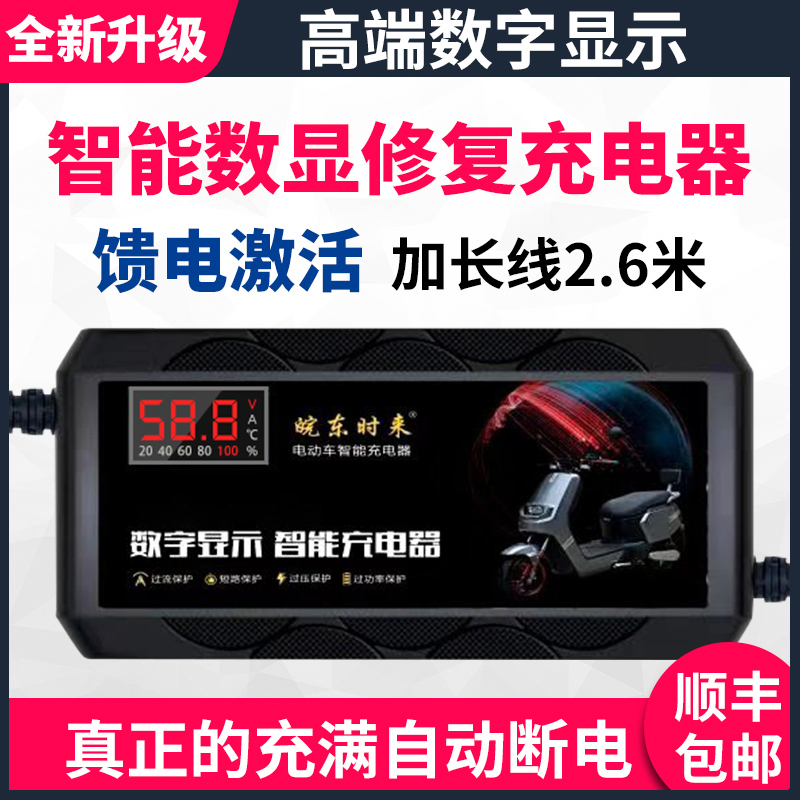 现货电动车电瓶充电器48V12AH20ah60V72伏爱玛立马三轮车通用断电