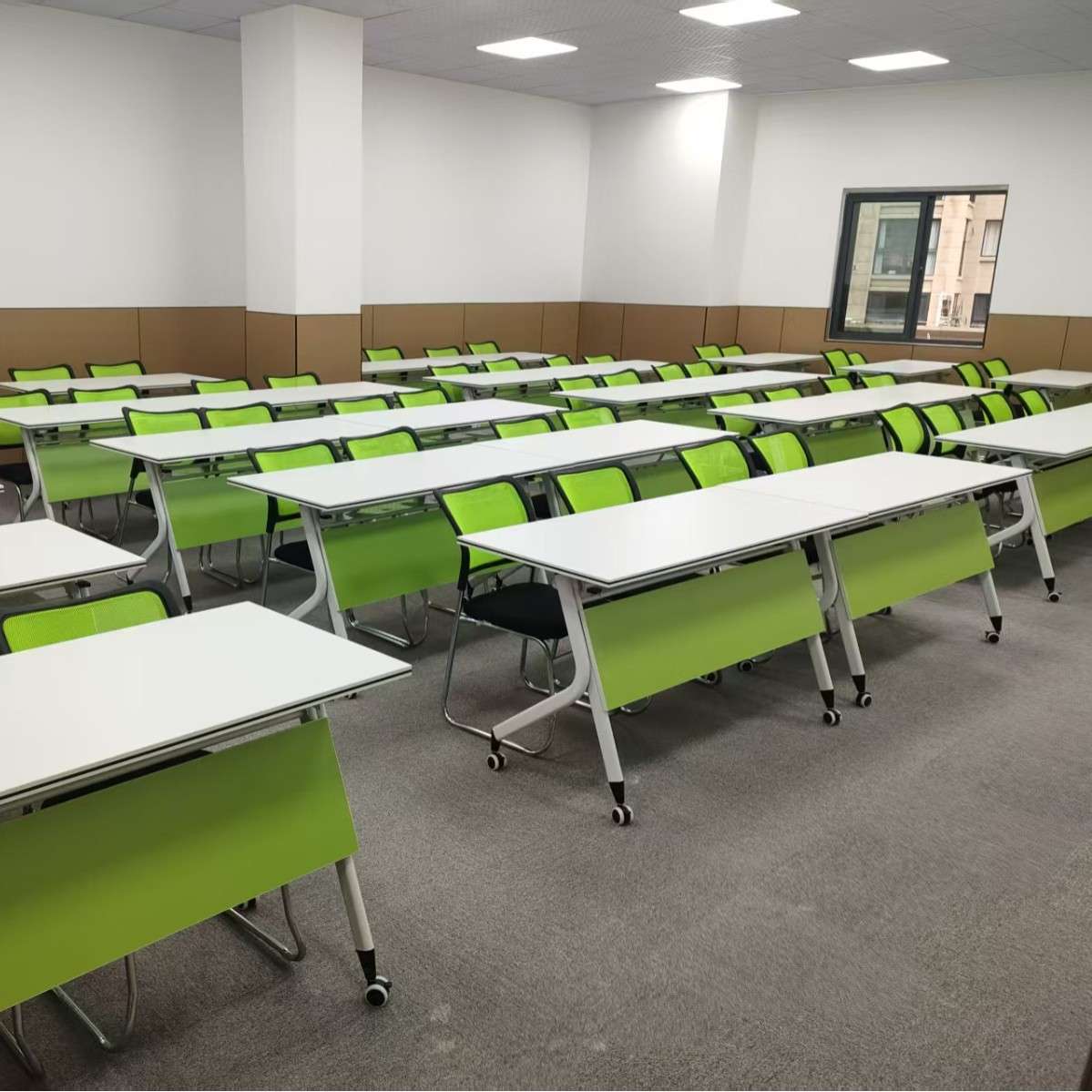 多功能办公桌折叠会议桌椅可移动拼接长条桌带滑轮培训课桌椅组合