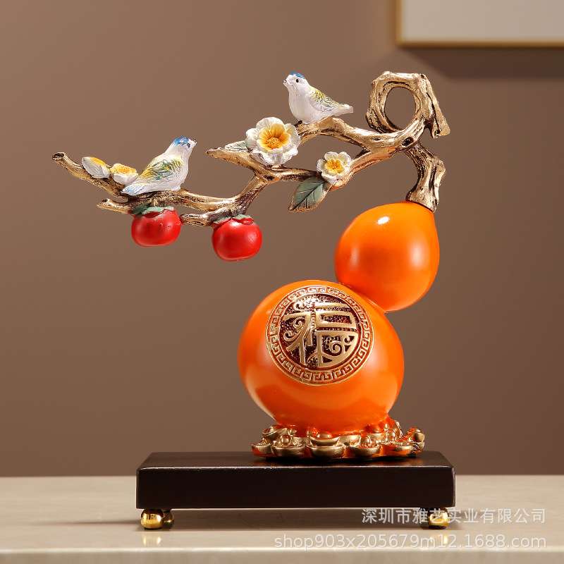 福禄双全葫芦摆件创意树脂工艺品客厅玄关酒柜隔断电视柜装饰中式
