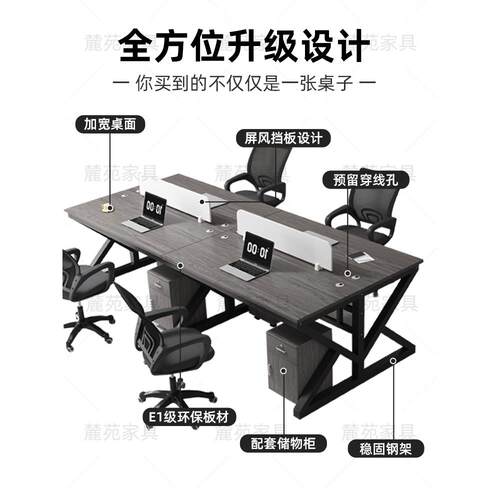 职员办公桌椅组合办公室电脑桌简约现代四六人位屏风办公桌员工位