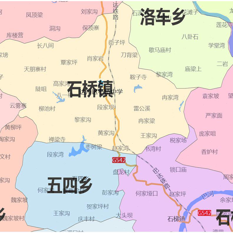 达川区地图1.15达州市高清折叠家用办公室书房装饰墙贴包邮