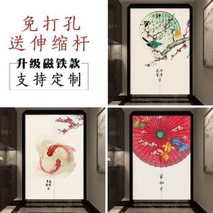 门帘布帘卧室装 中国风半帘中式 饰帘隔断帘家用遮挡布艺厨房卫生间