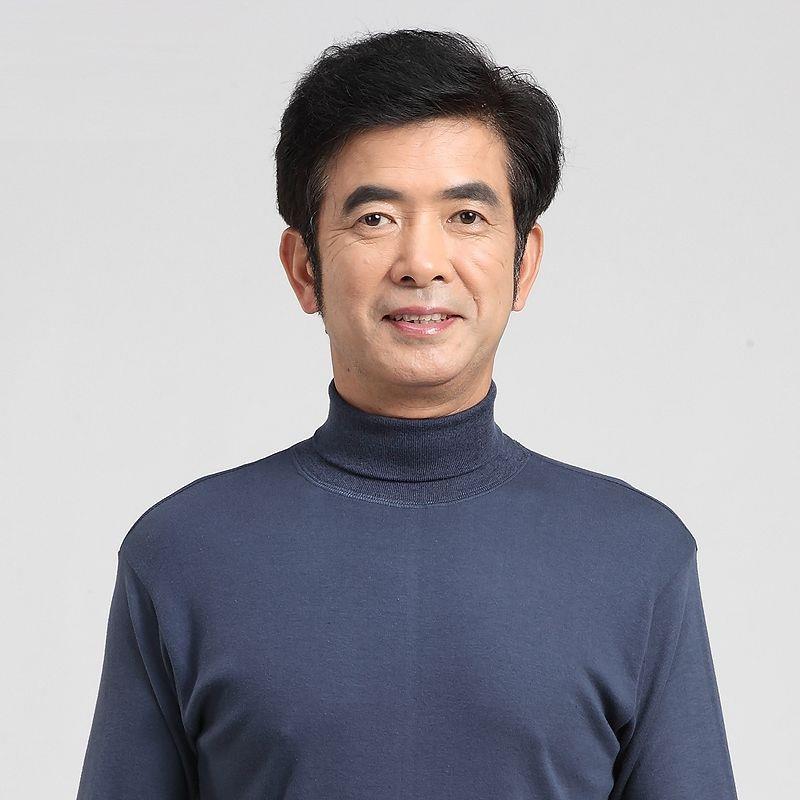 中老年秋衣老式白高领翻领男式内衣高领打底衫单上衣