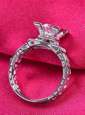 现货PT50铂金进口莫桑石钻戒18K金埃菲尔铁塔一克拉红宝石结求婚