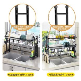 伸M008C放縮不銹鋼廚房物架水槽碗架瀝置架水碗筷濾水架碗碟餐具
