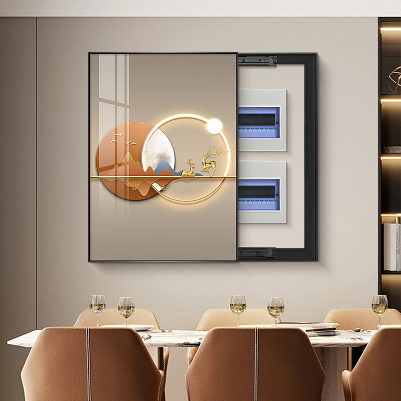 轻奢电表箱装饰画竖版简约现代客厅遮挡电闸盒开关免打孔饭厅挂画