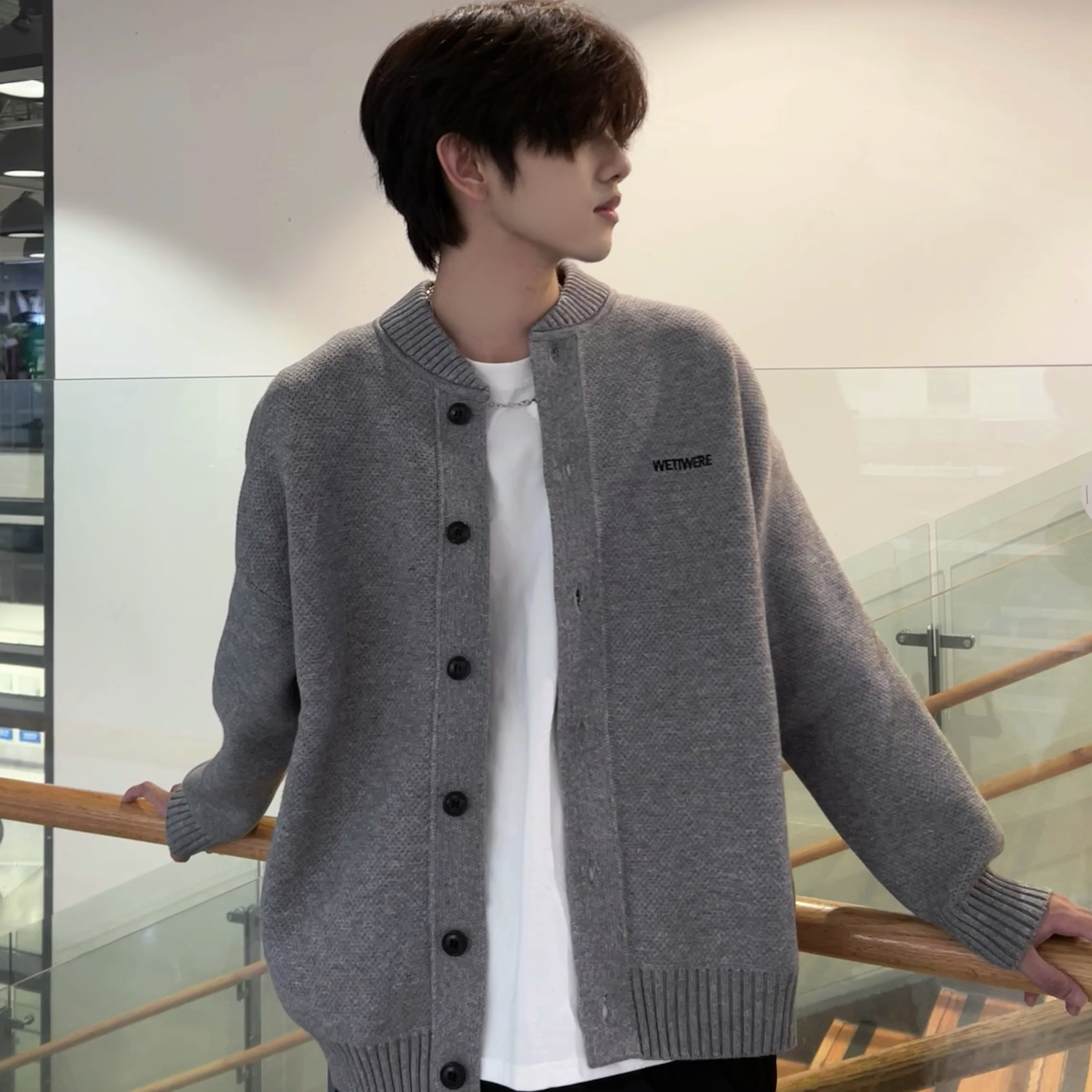 森之岛屿原创设计简约开衫毛衣