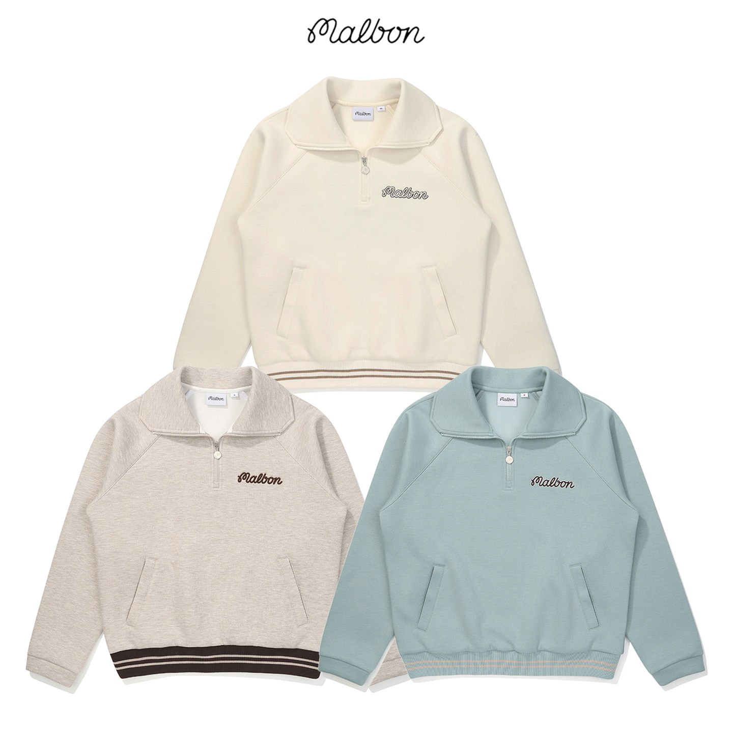 2025秋冬季韩国MALBON高尔夫女装运动休闲半拉链外套时尚翻领卫衣