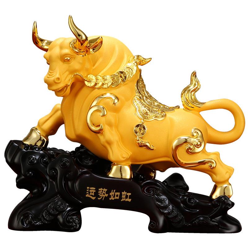 摆件金牛树脂工艺品家居客厅电视柜雕塑动物树脂摆件斗牛金牛饰品