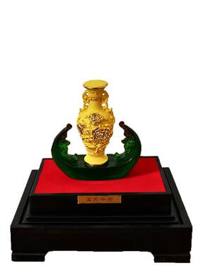绒沙金平安吉祥花瓶摆件富贵花瓶家居店铺公司办公室乔迁开业礼品