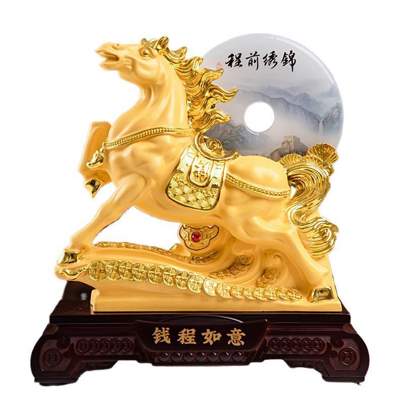 2026年生肖马绒沙金龙平安扣绒沙金摆件公司会销保险礼品
