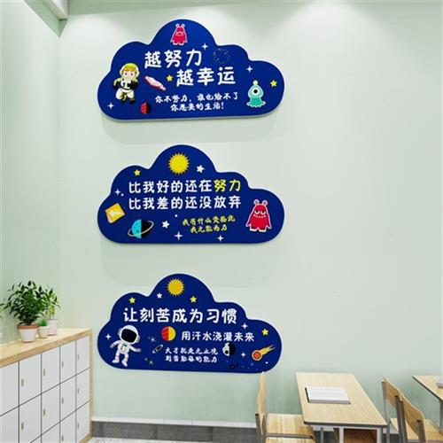 小学生学习励志标语墙贴纸教室布置班级装饰儿童房间卧室门牌挂画图片