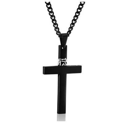 推荐Titanium steel simple cross necklace Christian chain 项