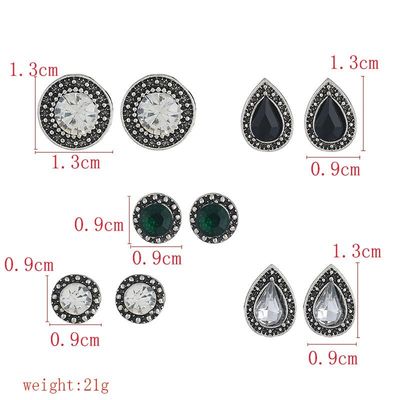 推荐5Pair/set Crystal Earrings Set Women Stone Jewerly suit