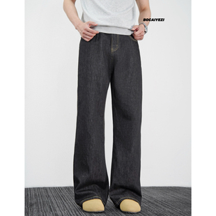 设计感直筒宽松Cleanfit牛仔裤 BOCAI新款 原牛黑色2021M复古经典