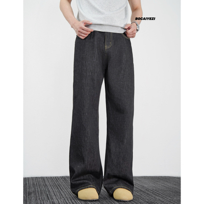 原牛黑色2021M复古设计感牛仔裤