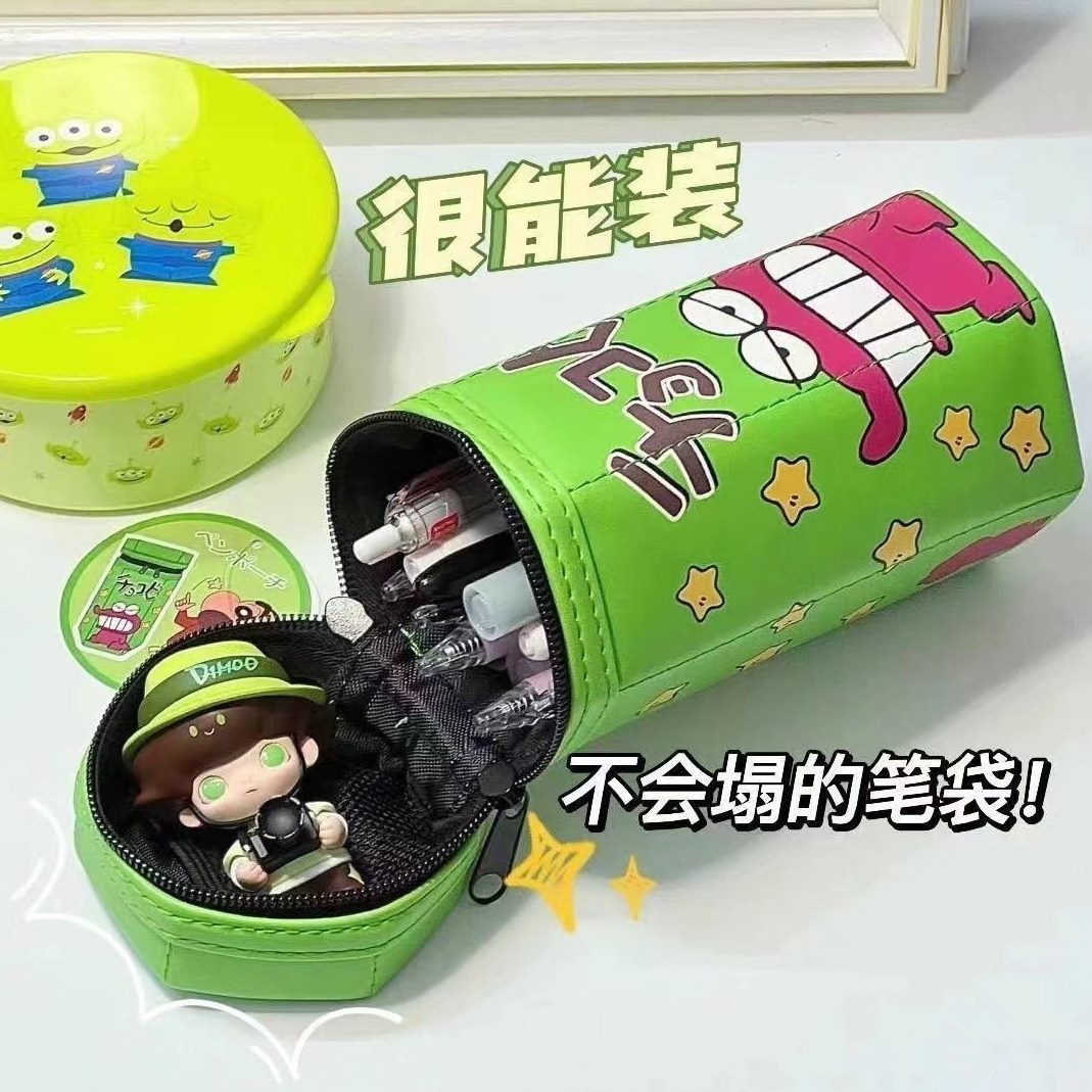 蜡笔小新学生形笔袋创意卡通可爱六角大容量鳄鱼立式文具袋山拉链